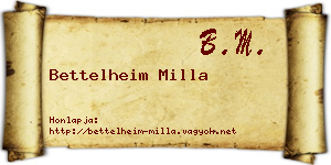 Bettelheim Milla névjegykártya